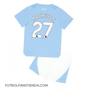 Manchester City Matheus Nunes #27 Primera Equipación Niños 2023-24 Manga Corta (+ Pantalones cortos)